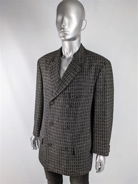 vintage black and grey versus versace mens blazer|Versace Blazers .